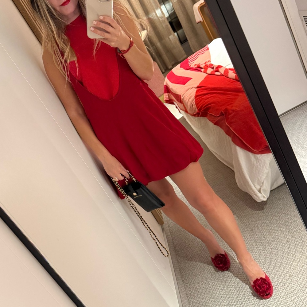 ❣️SALE❣️VALENTINO GARAVANI Cutout satin-paneled mini dress top with bubble hem